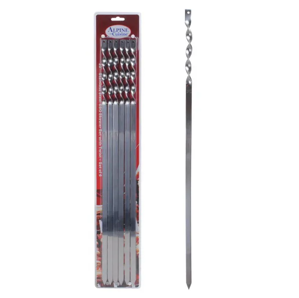 BBQ Skewer S.S 6pc set with Twist Handle. 0.5x 23in