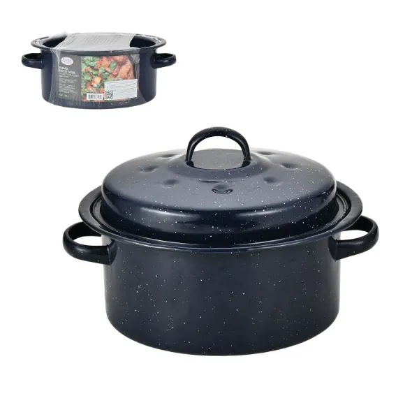 Alpine Cuisine Enamel Steel Dark Blue Speckle Dutch Oven 5.3qt