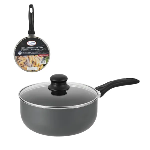 Alpine Cuisine Alum. Nonstick Coating Sauce Pan Gray 2.5qrt 1.8MM Bakelite Handle