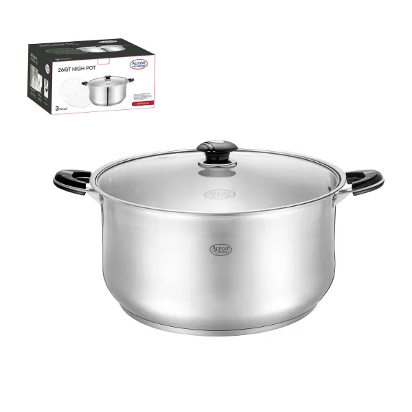 Stock Pot SS 26Qt with Glass Lid