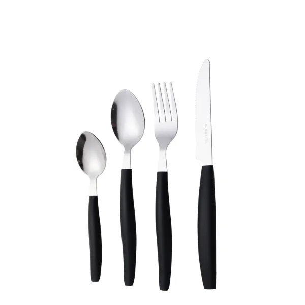 Flatware set 16pc service for 4, Black PP handle