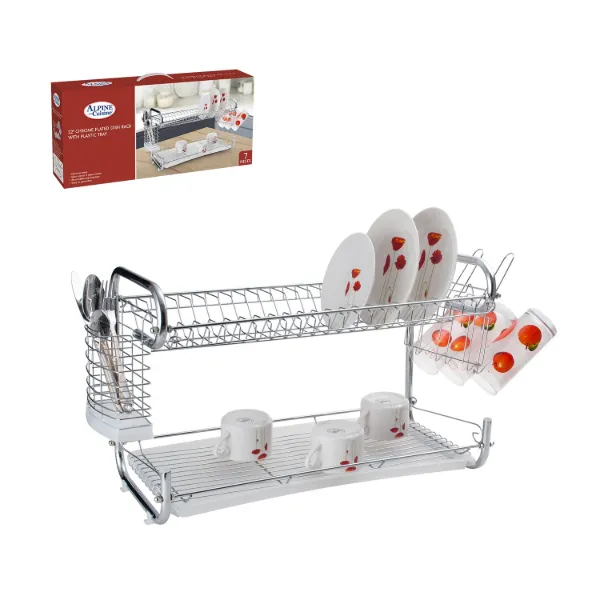 Dish Rack Chrome plated with PP tray 22x10x13.5in