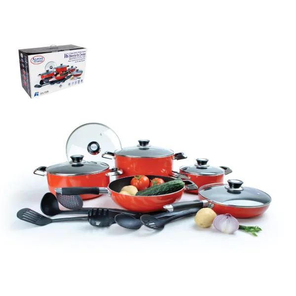 Cookware Set 16pc Aluminum Nonstick coating, Red