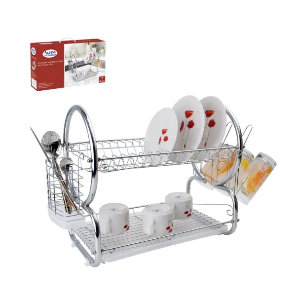 Dish Rack Chrome plated with PP tray 16in