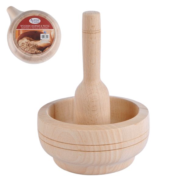 Garlic Wooden Bowl and Crusher, Crusher:6.5in, Bowl: 5.5in