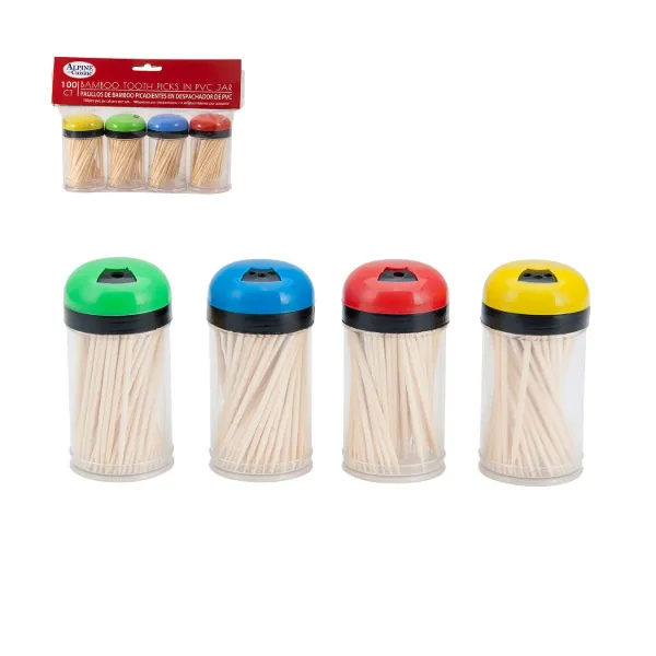 Bamboo Tooth Picks 2.5in 100 pcs in PVC jar