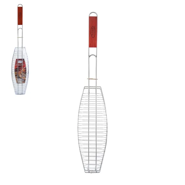 BBQ Fish Grill 26in with Wood Handle