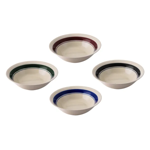Salad Bowl 9in Stoneware banded 4 Colors