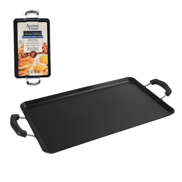 Griddle Aluminum 19x11in Nonstick coating, Gray