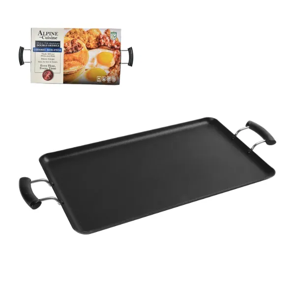 Griddle Aluminum19x11in Nonstick coating, Gray