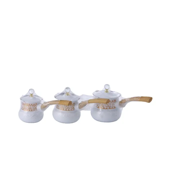 SS 3pc Coffee Warmer Set White 360ml 540ml 720ml