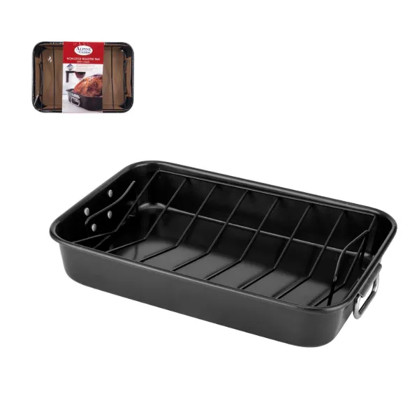 Carbon Steel Roaster with Rack Nonstick Coating 16x11x3in