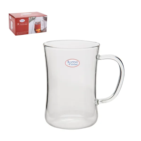 AC Set of 6pc Glass Mug Borosilicate 10.5oz 310ml