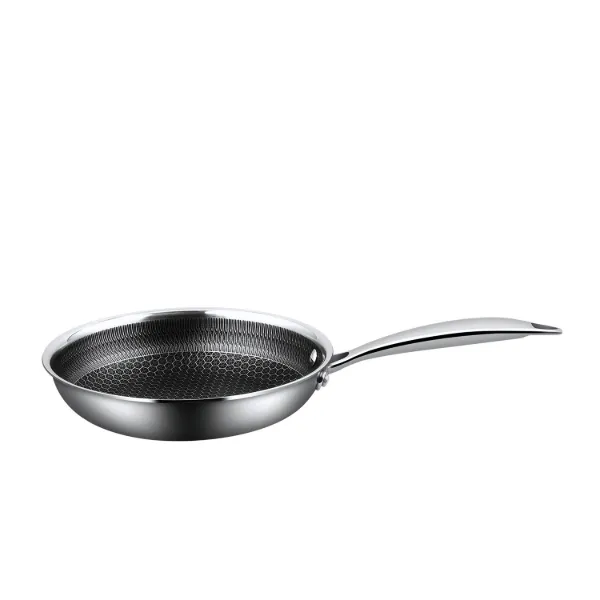 HB SS honeycomb fry pan 8in Etching coating inside Mirror polish outside