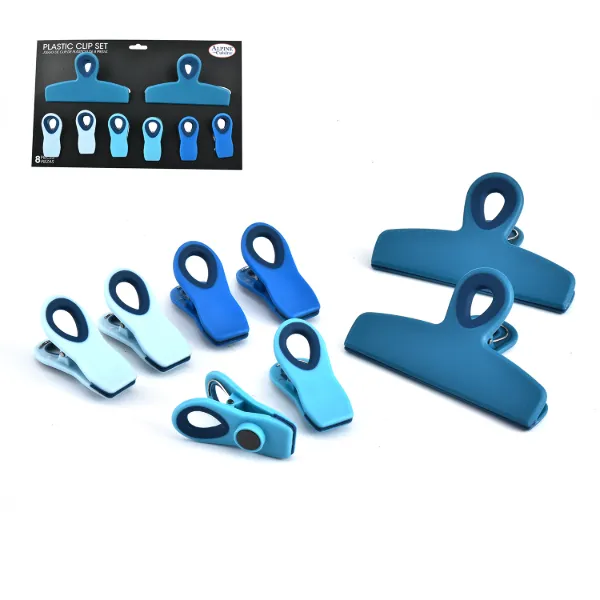 AC Set of 8pc Plastic Tonal Blue Plastic Clip