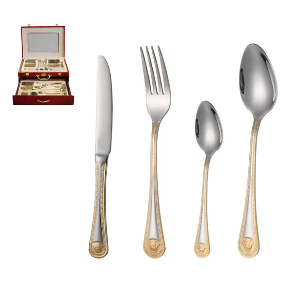 AC Set of 84pc SS Cutlery in Wooden Case and Polish Finish