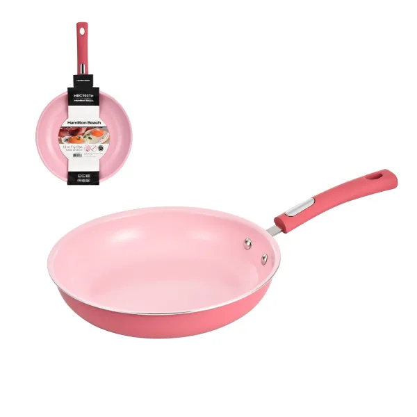 HB Alum Fry Pan Pink Ceramic Spiral Bottom 10in