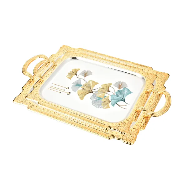 AC Metal Tray 2PCS set silver and gold plated