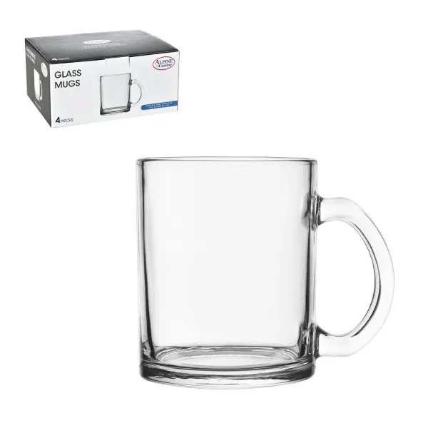AC  glass cup color box set of 4 with handle 350ml 11.83oz