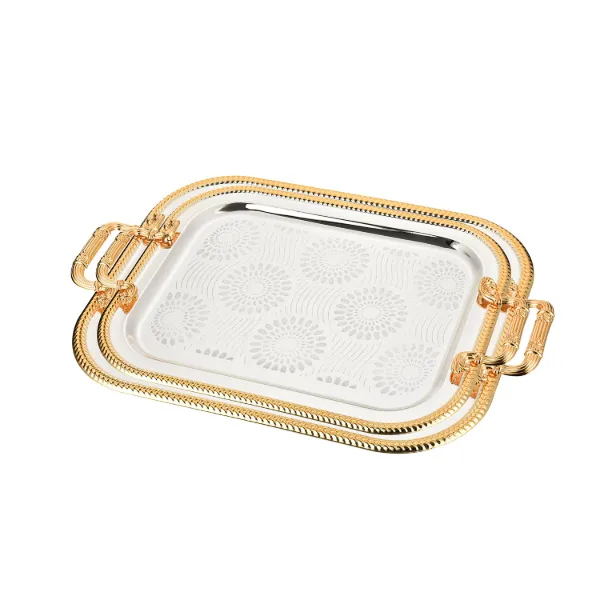 AC Metal Tray 2PCS set silver and gold plated