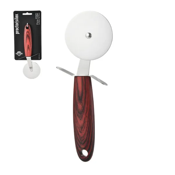 PS 8.5in Pizza Cutter with Red wood like handles