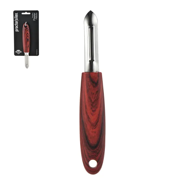 PS 8.5in Straight Peeler with Red wood like handles
