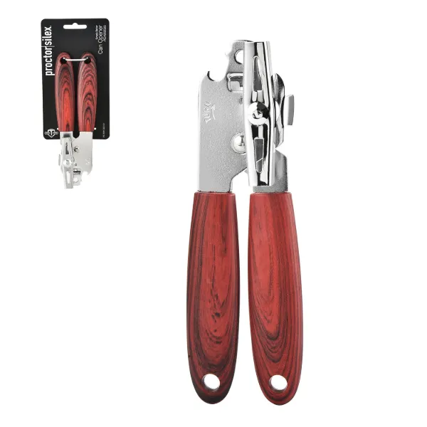 PS 8.5in Can Opener with Red wood like handles