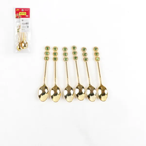 AC Set of 6pc Jeweled Spoons Assorted 4.3in