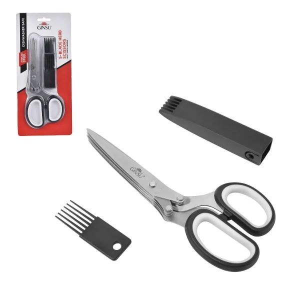 GU SS Multi Blade Herb Scissors with Blade Cleaner 7in 2in
