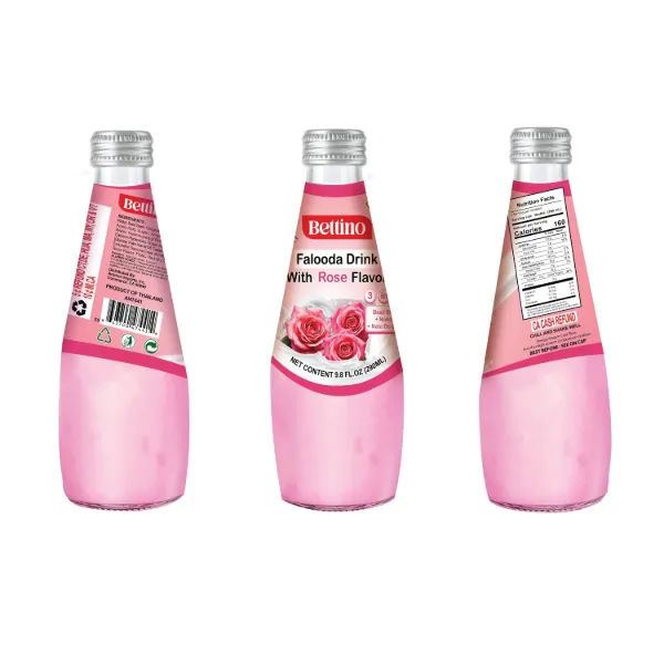 Bettino Rose Milk Drink with Basil and Nata de Coco 290ml 10oz