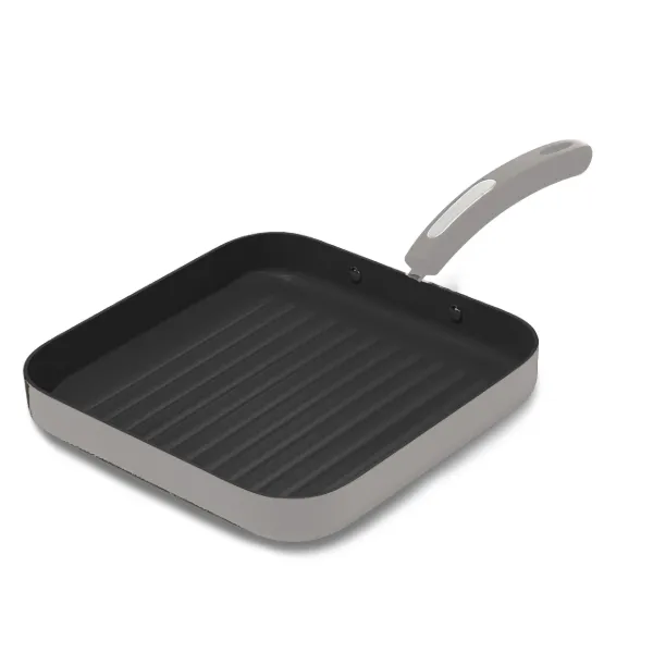 HB 11in Grill Pan Ceramic Coating Metallic Gray Painting Softtouch Handle