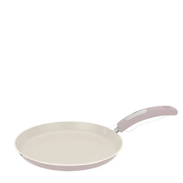 HB 9in Round Griddle Cream Ceramic Coating Gray Pink Paint  Softtouch Handle