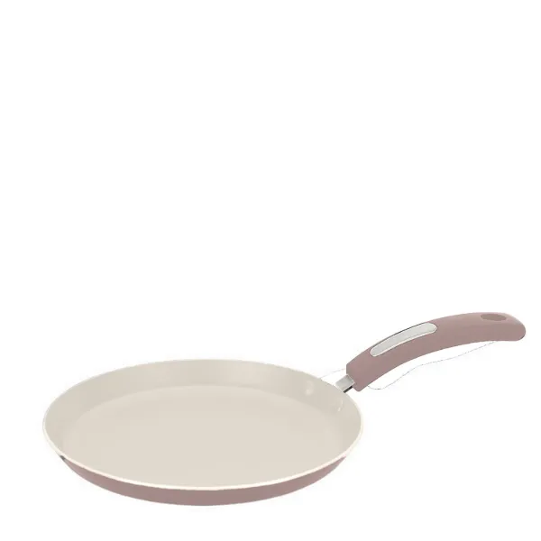 HB 9in Round Griddle Cream Ceramic Coating Mauve Paint Softtouch Handle