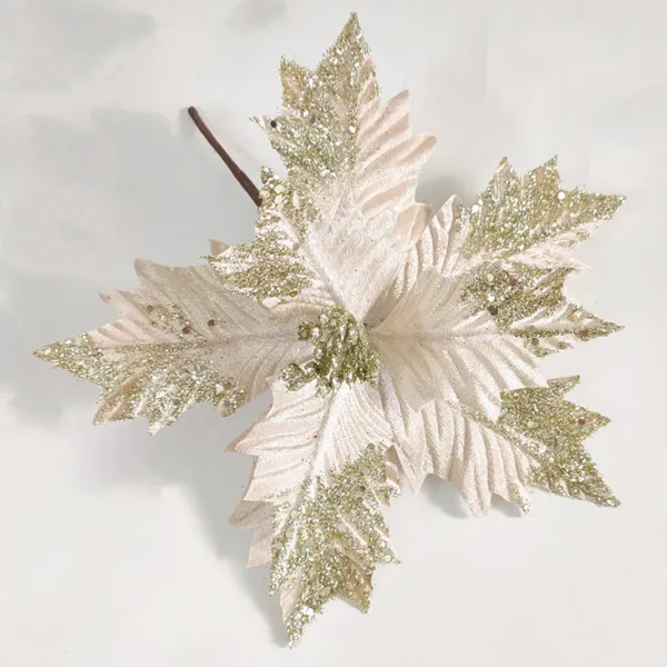 Alpine Decor Poinsettia Stem Champagne 10in
