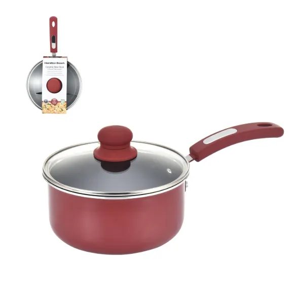 HB Alum Sauce Pan Black Ceramic Coating 3qt Red - 1815C
