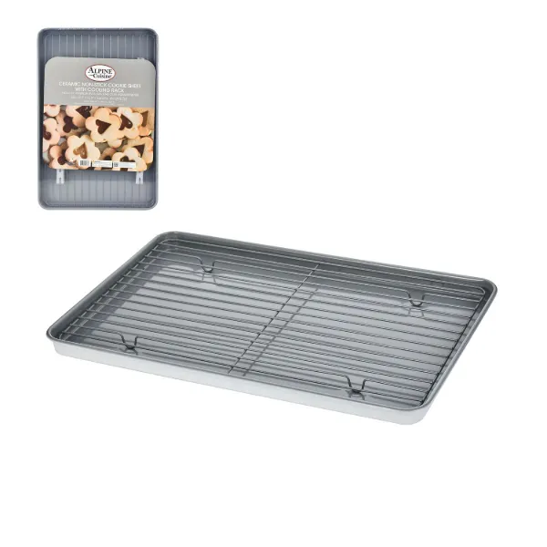 AC 17in Northern Gray Cookie Sheet w cooling rack Set 0.6mm Gray Nonstick coating